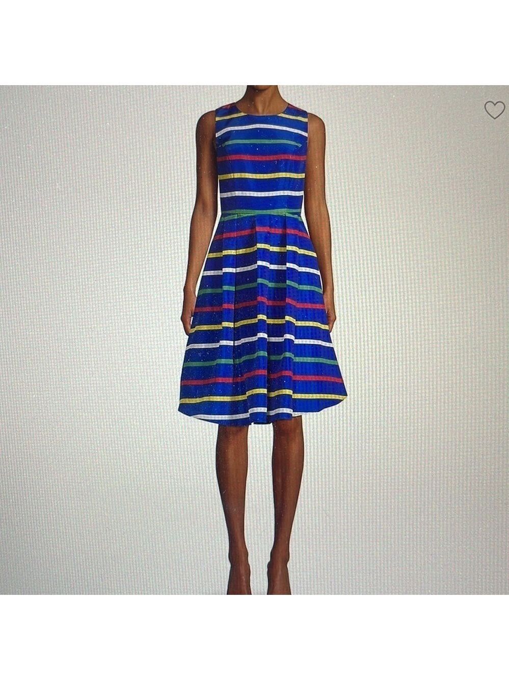 HBC Stripes Signature Multi-stripe Navy Sleeveless Midi Dress 👗 🎉